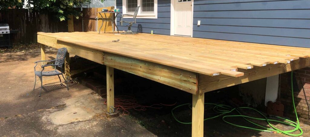 Build A Raised Deck Over Concrete, How To Build Decking On Uneven Patio